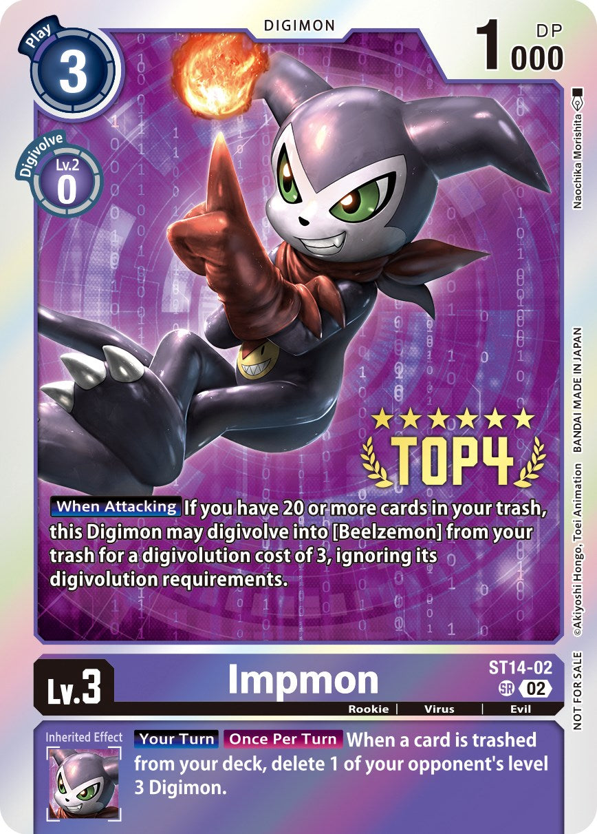 Impmon [ST14-02] (Digimon 3-On-3 November 2023 Top 4) [Starter Deck: Beelzemon Advanced Deck Set] | Anubis Games and Hobby