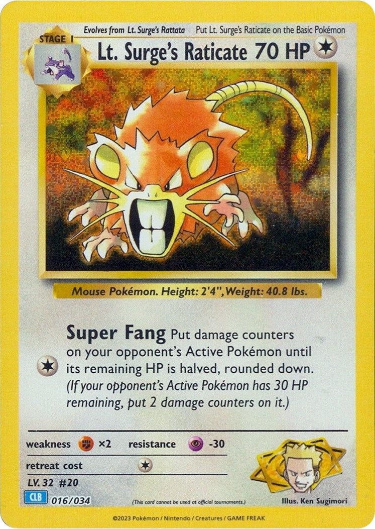 Lt. Surge's Raticate [Trading Card Game Classic] | Anubis Games and Hobby