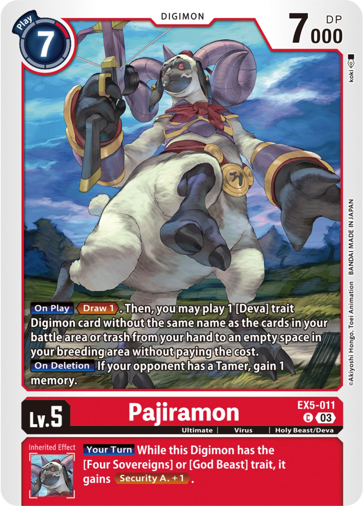 Pajiramon [EX5-011] [Animal Colosseum] | Anubis Games and Hobby