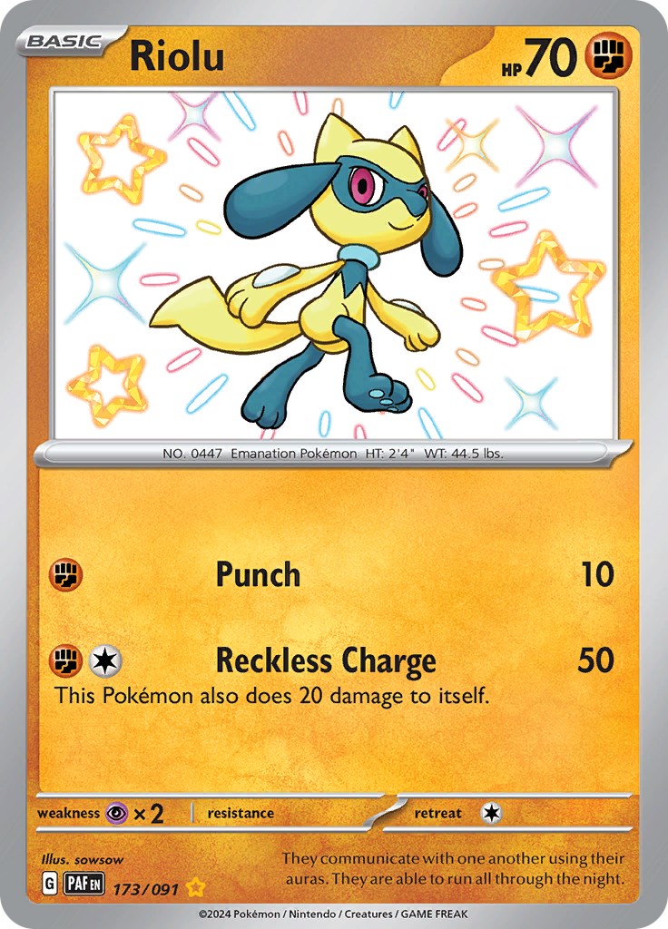 Riolu (173/091) [Scarlet & Violet: Paldean Fates] | Anubis Games and Hobby