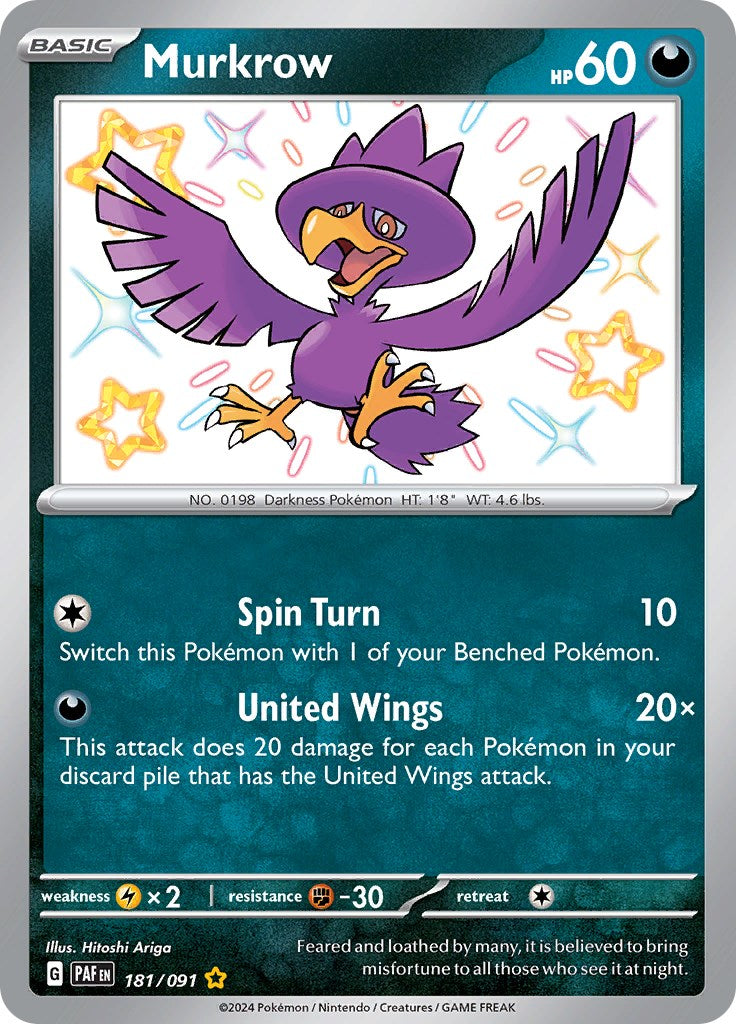 Murkrow (181/091) [Scarlet & Violet: Paldean Fates] | Anubis Games and Hobby