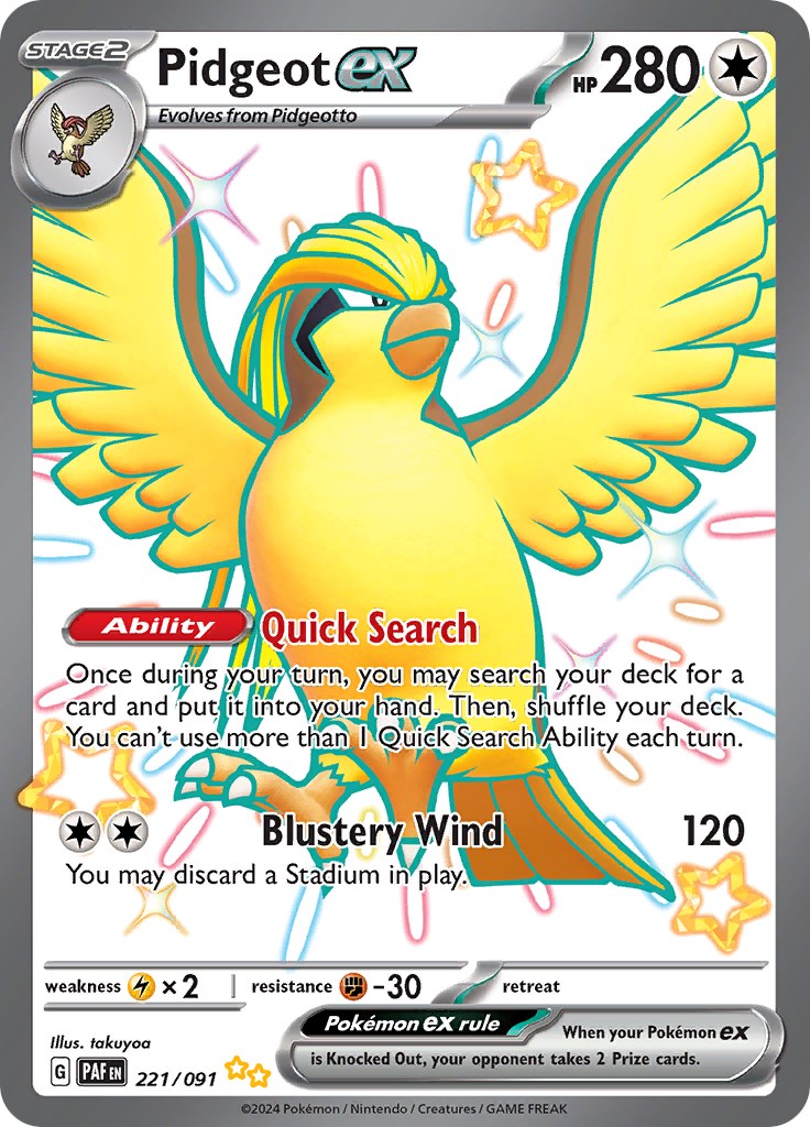 Pidgeot ex (221/091) [Scarlet & Violet: Paldean Fates] | Anubis Games and Hobby