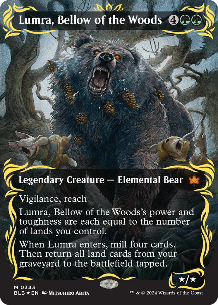 Lumra, Bellow of the Woods (Borderless) (Raised Foil) [Bloomburrow] | Anubis Games and Hobby