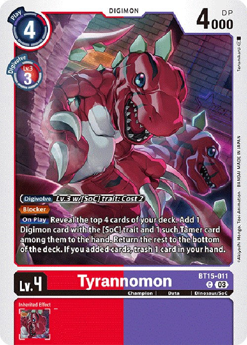 Tyrannomon [BT15-011] [Exceed Apocalypse] | Anubis Games and Hobby