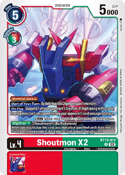 Shoutmon X2 [BT15-012] [Exceed Apocalypse] | Anubis Games and Hobby