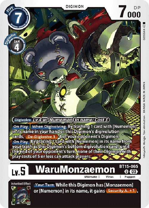 WaruMonzaemon (X Antibody) [BT15-065] [Exceed Apocalypse] | Anubis Games and Hobby