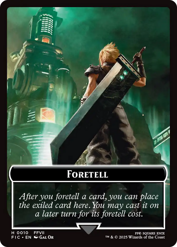 Foretell // Treasure Double-Sided Token (Surge Foil) [FINAL FANTASY Commander Tokens] | Anubis Games and Hobby