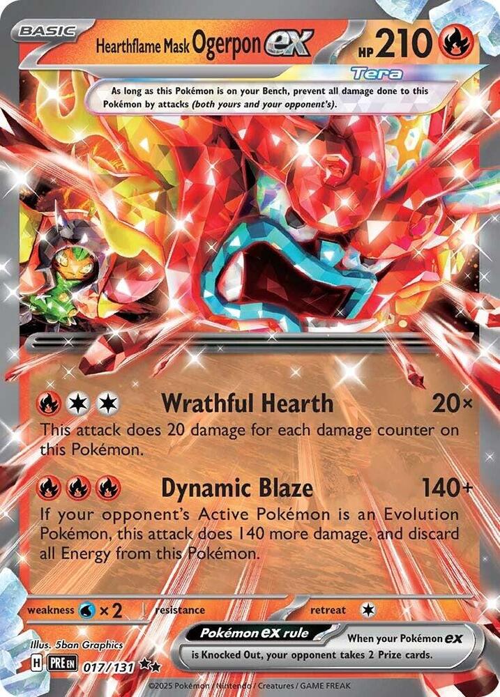 Hearthflame Mask Ogerpon ex (017/131) [Scarlet & Violet: Prismatic Evolutions] | Anubis Games and Hobby