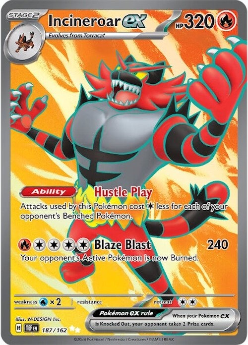 Incineroar ex (187/162) [Scarlet & Violet: Temporal Forces] | Anubis Games and Hobby