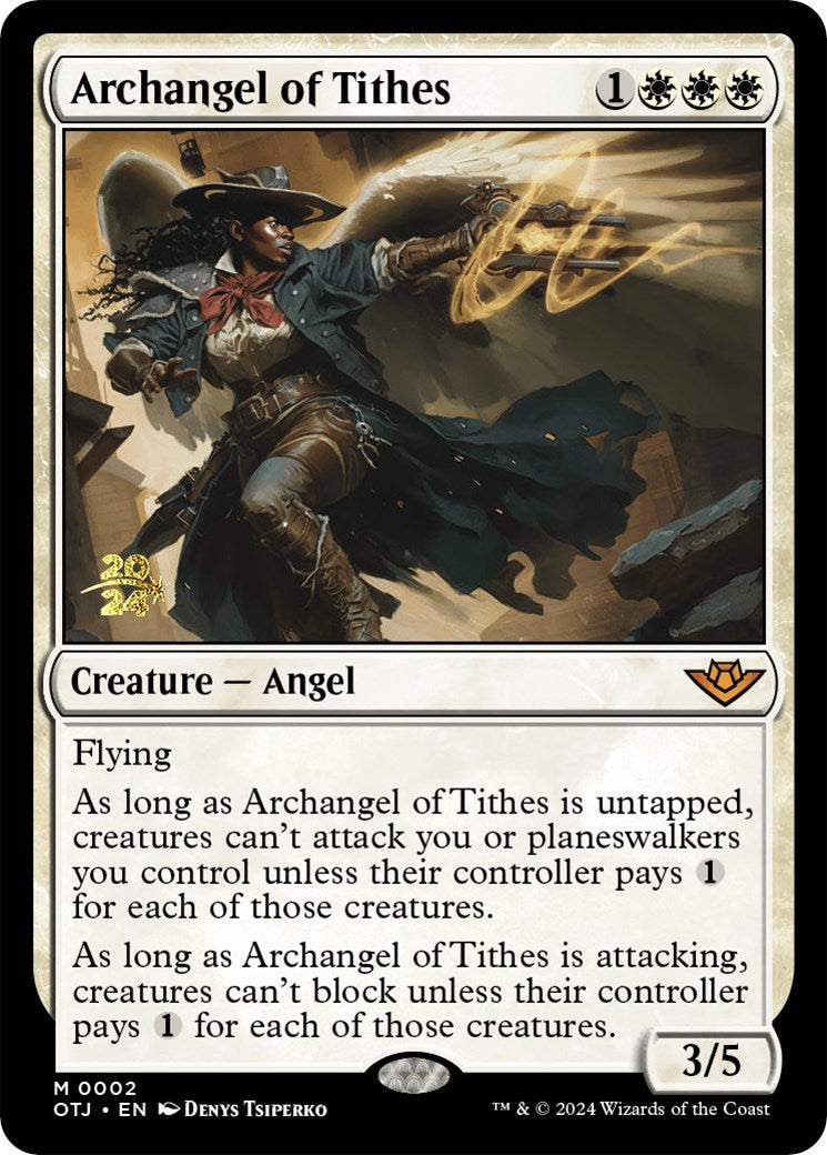 Archangel of Tithes [Outlaws of Thunder Junction Prerelease Promos] | Anubis Games and Hobby