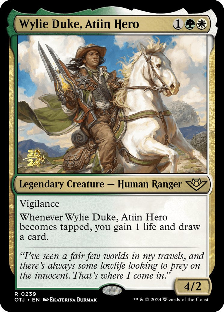 Wylie Duke, Atiin Hero [Outlaws of Thunder Junction Prerelease Promos] | Anubis Games and Hobby