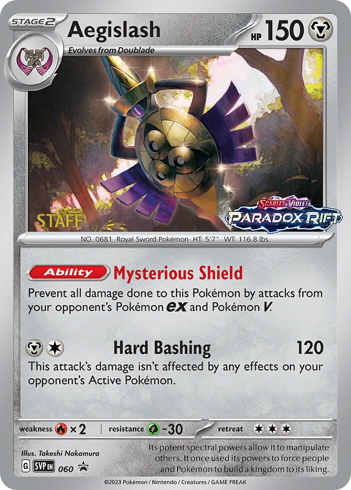 Aegislash (060) (Staff Prerelease Promo) [Scarlet & Violet: Black Star Promos] | Anubis Games and Hobby