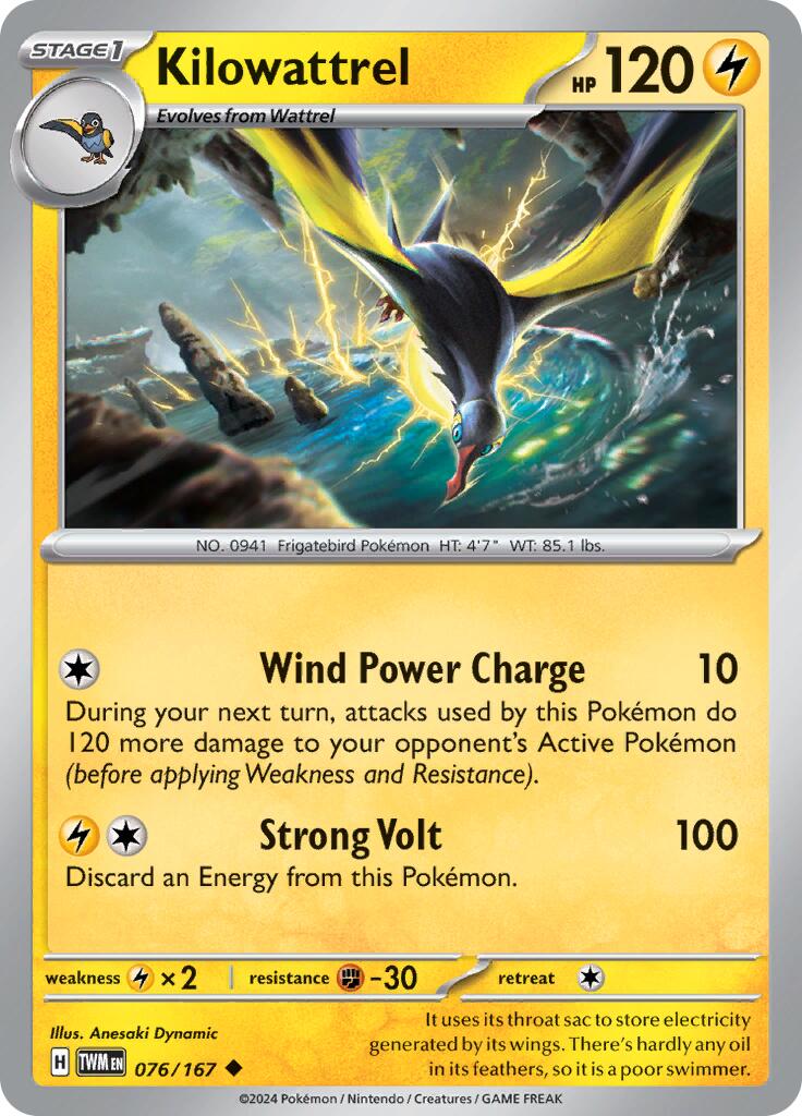 Kilowattrel (076/167) [Scarlet & Violet: Twilight Masquerade] | Anubis Games and Hobby