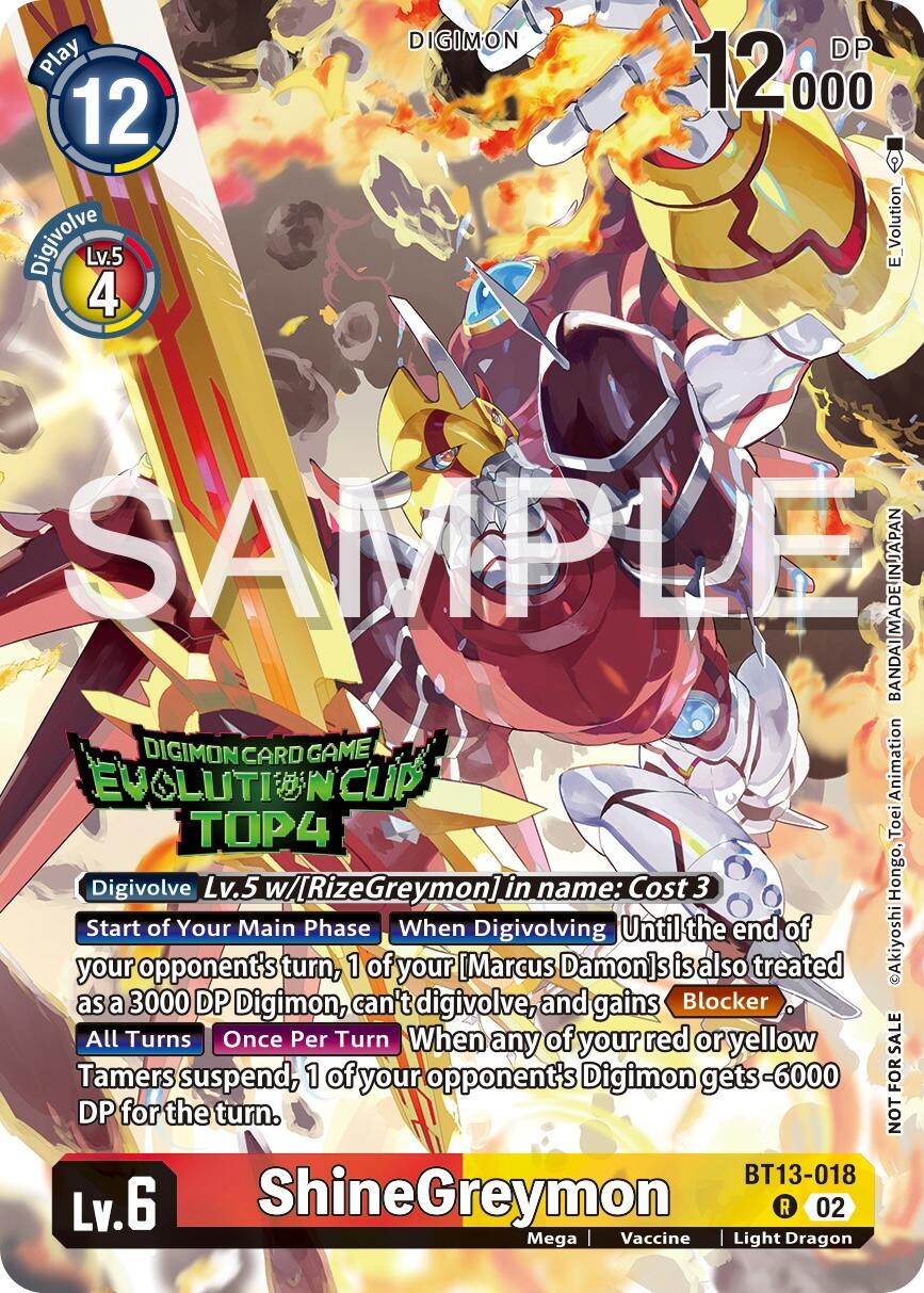 ShineGreymon [BT13-018] (2024 Evolution Cup Top 4) [Versus Royal Knights Booster Promos] | Anubis Games and Hobby