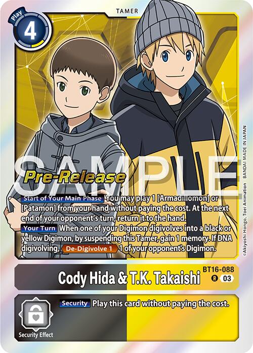 Cody Hida & T.K. Takaishi [BT16-088] [Beginning Observer Pre-Release Promos] | Anubis Games and Hobby