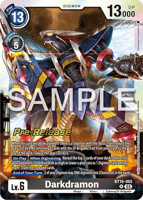 Darkdramon [BT16-065] [Beginning Observer Pre-Release Promos] | Anubis Games and Hobby