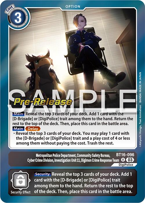 Metropolitan Police Department, Community Safety Bureau, Cyber Crime Division, Investigation Unit 11... [BT16-096] [Beginning Observer Pre-Release Promos] | Anubis Games and Hobby