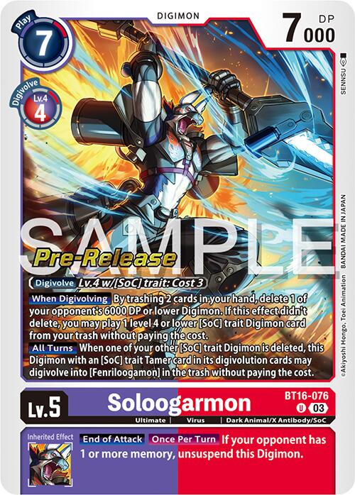 Soloogarmon [BT16-076] [Beginning Observer Pre-Release Promos] | Anubis Games and Hobby