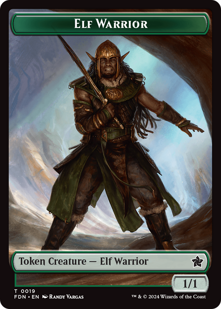 Emblem - Vivien Reid // Elf Warrior Double-Sided Token [Foundations Tokens] | Anubis Games and Hobby