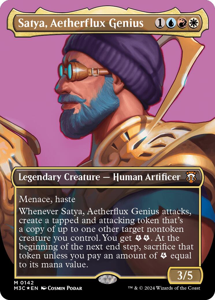 Satya, Aetherflux Genius (Borderless) (Ripple Foil) [Modern Horizons 3 Commander] | Anubis Games and Hobby