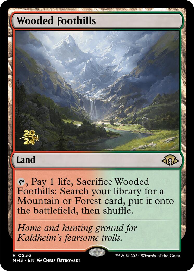 Wooded Foothills [Modern Horizons 3 Prerelease Promos] | Anubis Games and Hobby