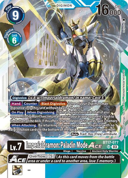 Imperialdramon: Paladin Mode ACE [BT17-077] [Secret Crisis] | Anubis Games and Hobby