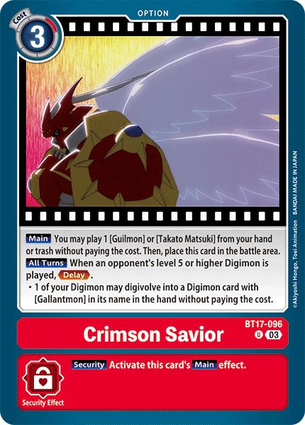 Crimson Savior [BT17-096] [Secret Crisis] | Anubis Games and Hobby