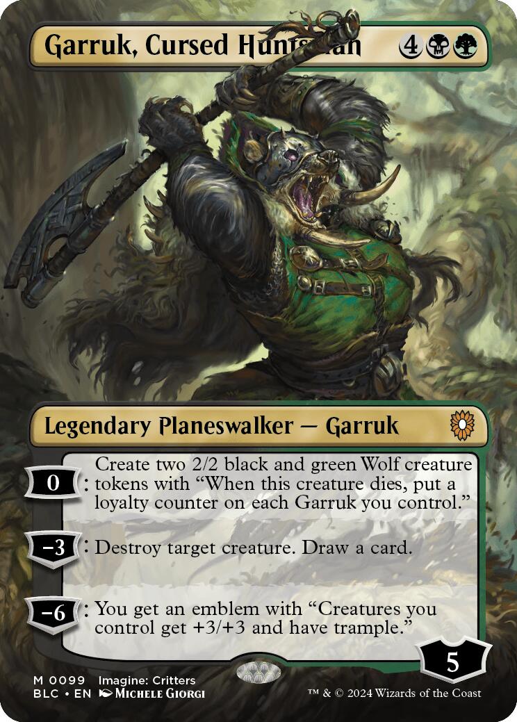 Garruk, Cursed Huntsman (Borderless) [Bloomburrow Commander] | Anubis Games and Hobby