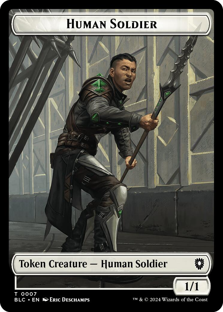 Human Soldier // Wolf (035) Double-Sided Token [Bloomburrow Commander Tokens] | Anubis Games and Hobby