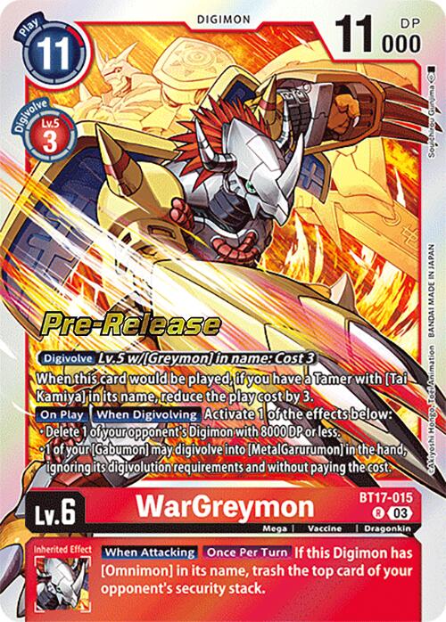 WarGreymon [BT17-015] [Secret Crisis Pre-Release Cards] | Anubis Games and Hobby