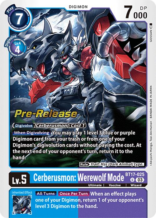 Cerberusmon: Werewolf Mode [BT17-025] [Secret Crisis Pre-Release Cards] | Anubis Games and Hobby