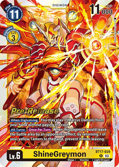 ShineGreymon [BT17-039] [Secret Crisis Pre-Release Cards] | Anubis Games and Hobby