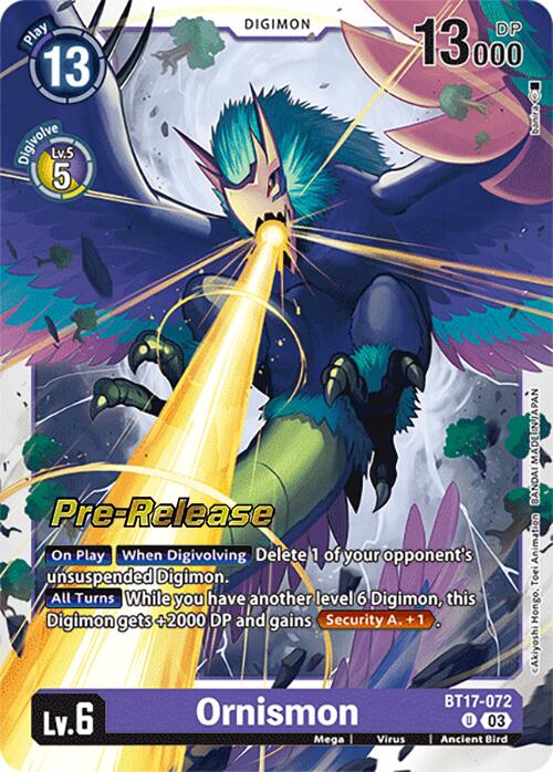 Ornismon [BT17-072] [Secret Crisis Pre-Release Cards] | Anubis Games and Hobby