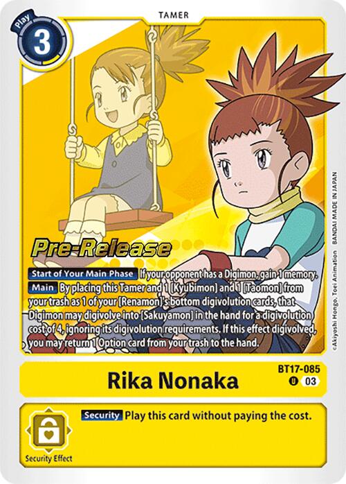 Rika Nonaka [BT17-085] [Secret Crisis Pre-Release Cards] | Anubis Games and Hobby