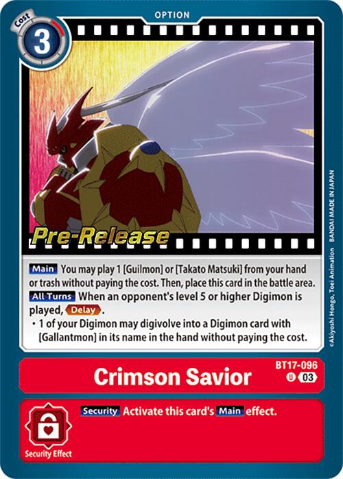 Crimson Savior [BT17-096] [Secret Crisis Pre-Release Cards] | Anubis Games and Hobby