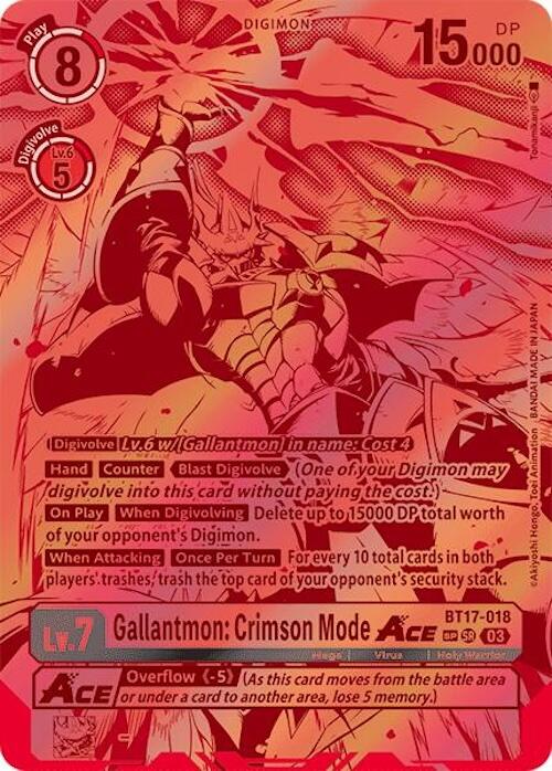 Gallantmon: Crimson Mode ACE [BT17-018] (Textured) [Secret Crisis] | Anubis Games and Hobby