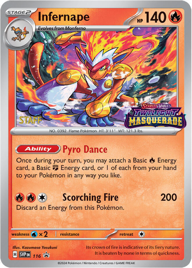 Infernape (116) (Staff) [Scarlet & Violet: Black Star Promos] | Anubis Games and Hobby