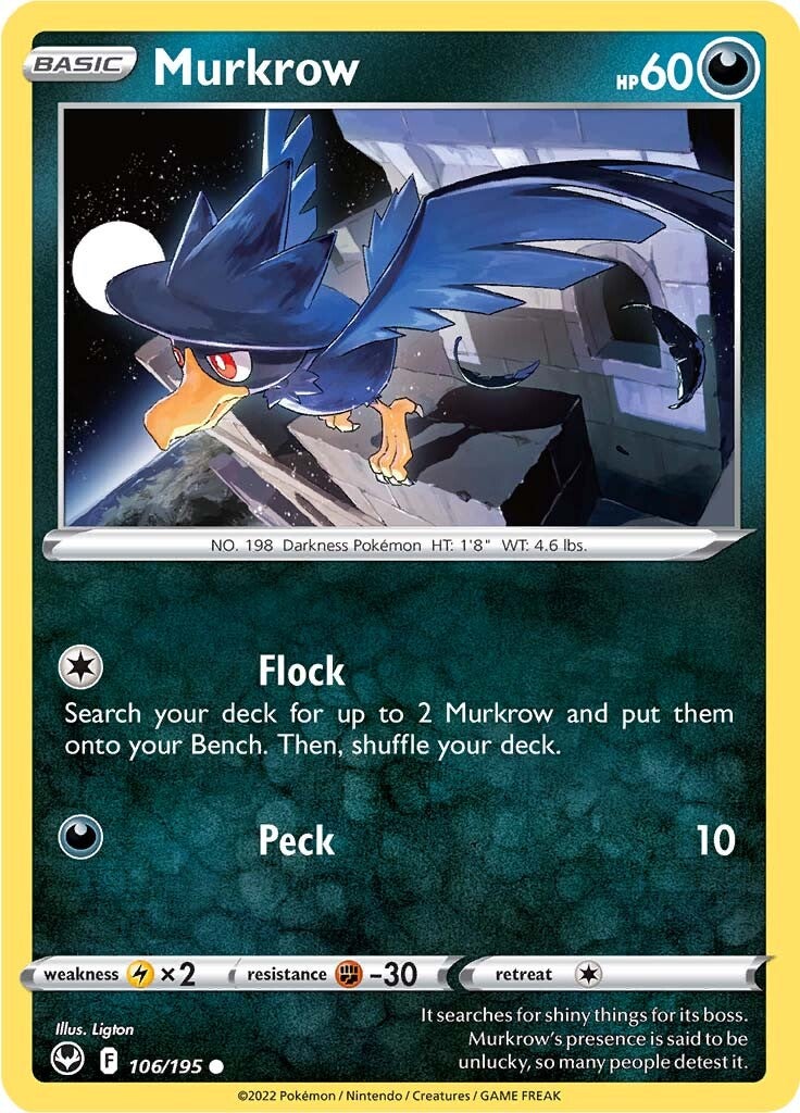 Murkrow (106/195) [Sword & Shield: Silver Tempest] | Anubis Games and Hobby