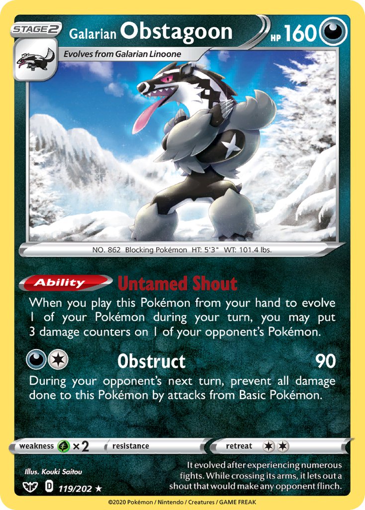 Galarian Obstagoon (119/202) (Theme Deck Exclusive) [Sword & Shield: Base Set] | Anubis Games and Hobby
