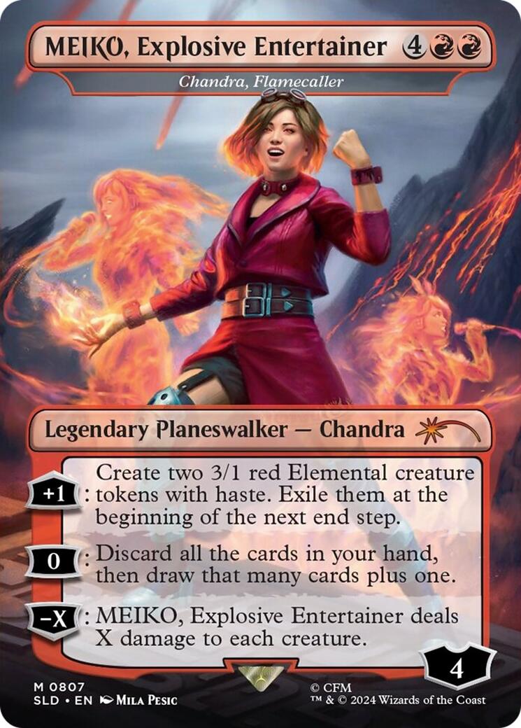 MEIKO, Explosive Entertainer - Chandra, Flamecaller (Rainbow Foil) (Japanese) [Secret Lair Drop Series] | Anubis Games and Hobby