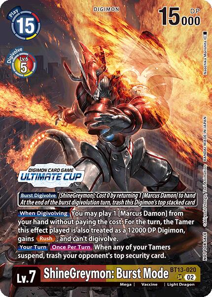 ShineGreymon: Burst Mode [BT13-020] (Ultimate Cup 2024) [Versus Royal Knights Booster] | Anubis Games and Hobby