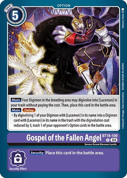 Gospel of the Fallen Angel [BT18-100] [Release Special Booster 2.0] | Anubis Games and Hobby