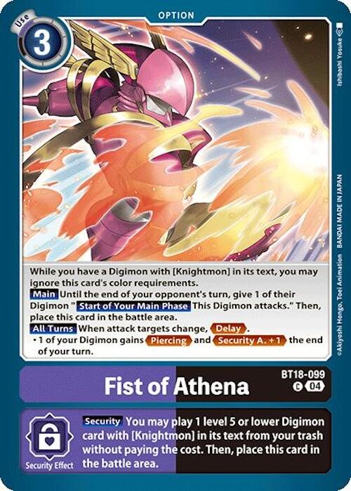 Fist of Athena [BT18-099] [Release Special Booster 2.0] | Anubis Games and Hobby