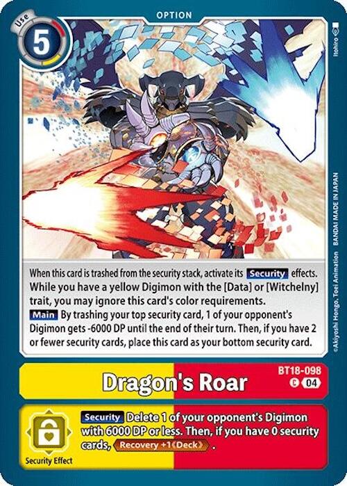 Dragon's Roar [BT18-098] [Release Special Booster 2.0] | Anubis Games and Hobby