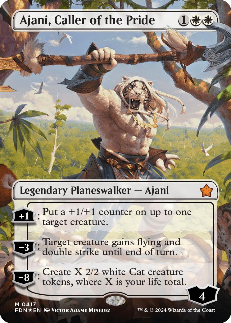 Ajani, Caller of the Pride (Borderless) (Mana Foil) [Foundations] | Anubis Games and Hobby