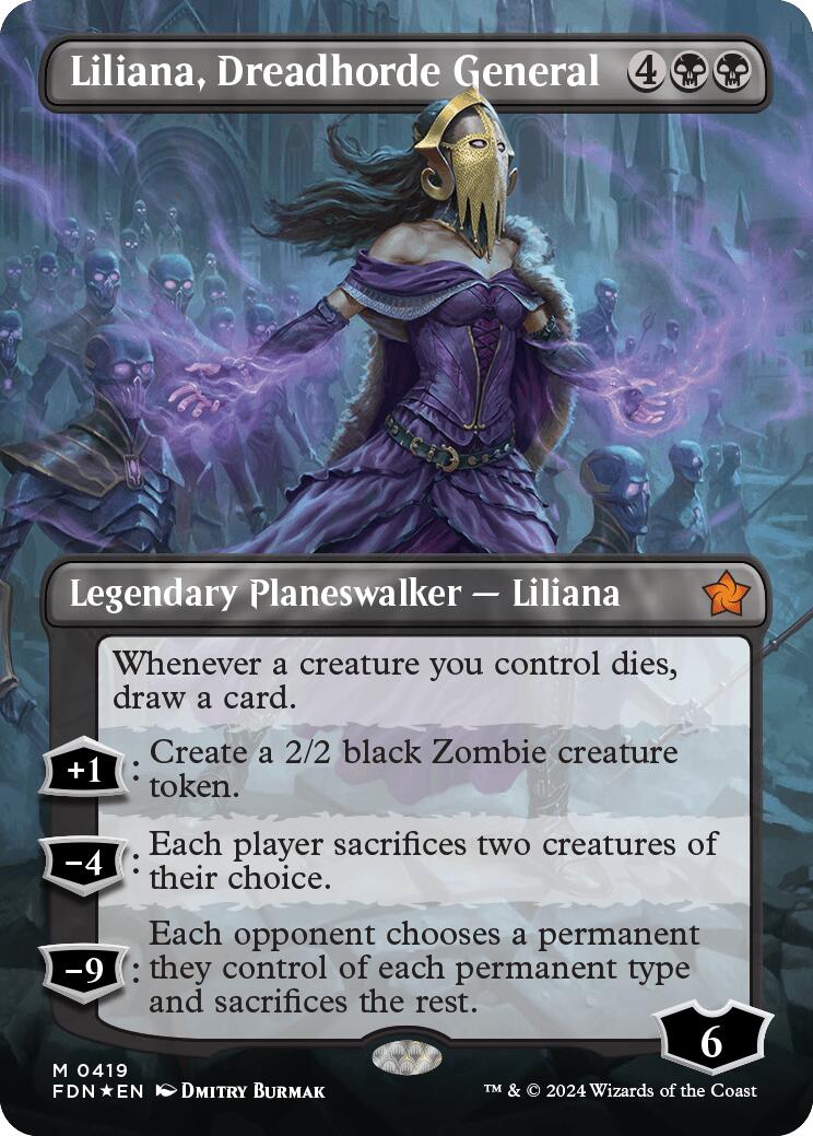 Liliana, Dreadhorde General (Borderless) (Mana Foil) [Foundations] | Anubis Games and Hobby