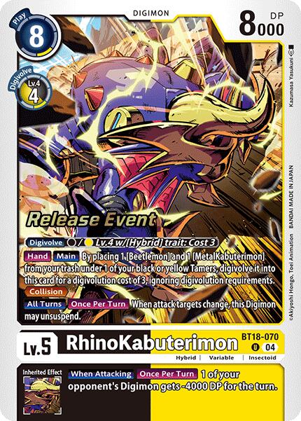 RhinoKabuterimon [BT18-070] [Release Special Booster Ver.2.0 Pre-Release Cards] | Anubis Games and Hobby