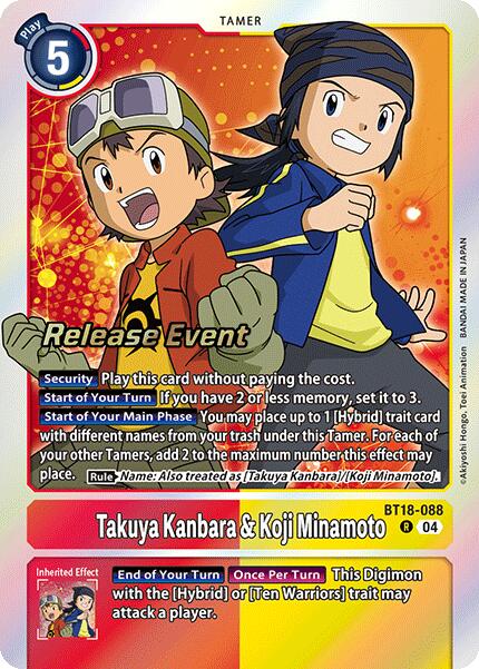 Takuya Kanbara & Koji Minamoto [BT18-088] [Release Special Booster Ver.2.0 Promos] | Anubis Games and Hobby
