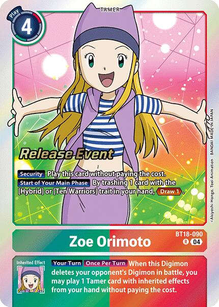Zoe Orimoto [BT18-090] [Release Special Booster Ver.2.0 Promos] | Anubis Games and Hobby