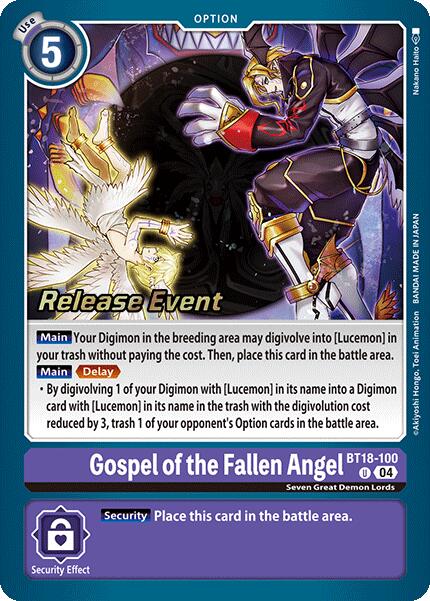 Gospel of the Fallen Angel [BT18-100] [Release Special Booster Ver.2.0 Promos] | Anubis Games and Hobby
